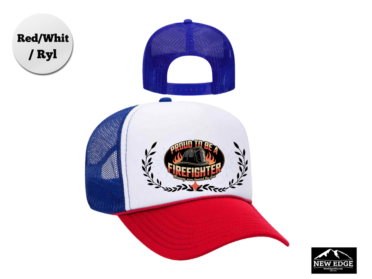 FIREFIGHTER Trucker Hat – Bravery Runs Toward the Fire1 – Bold Mesh Cap for First Responders & Firemen