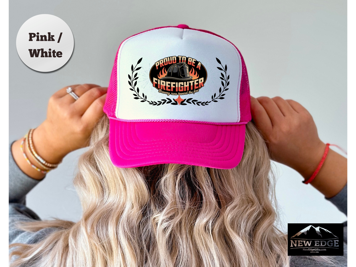 FIREFIGHTER Trucker Hat – Bravery Runs Toward the Fire1 – Bold Mesh Cap for First Responders & Firemen