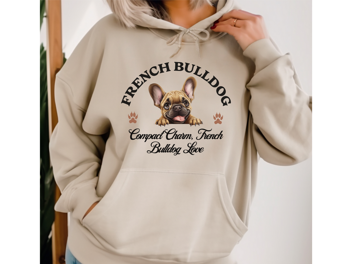 French Bulldog Dog Hoodie – "Compact Charm, French Bulldog Love" | Unisex Cozy Hoodie for Playful & Stylish Pups