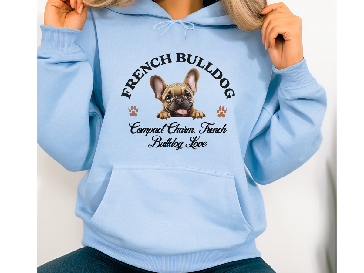 French Bulldog Dog Hoodie – "Compact Charm, French Bulldog Love" | Unisex Cozy Hoodie for Playful & Stylish Pups