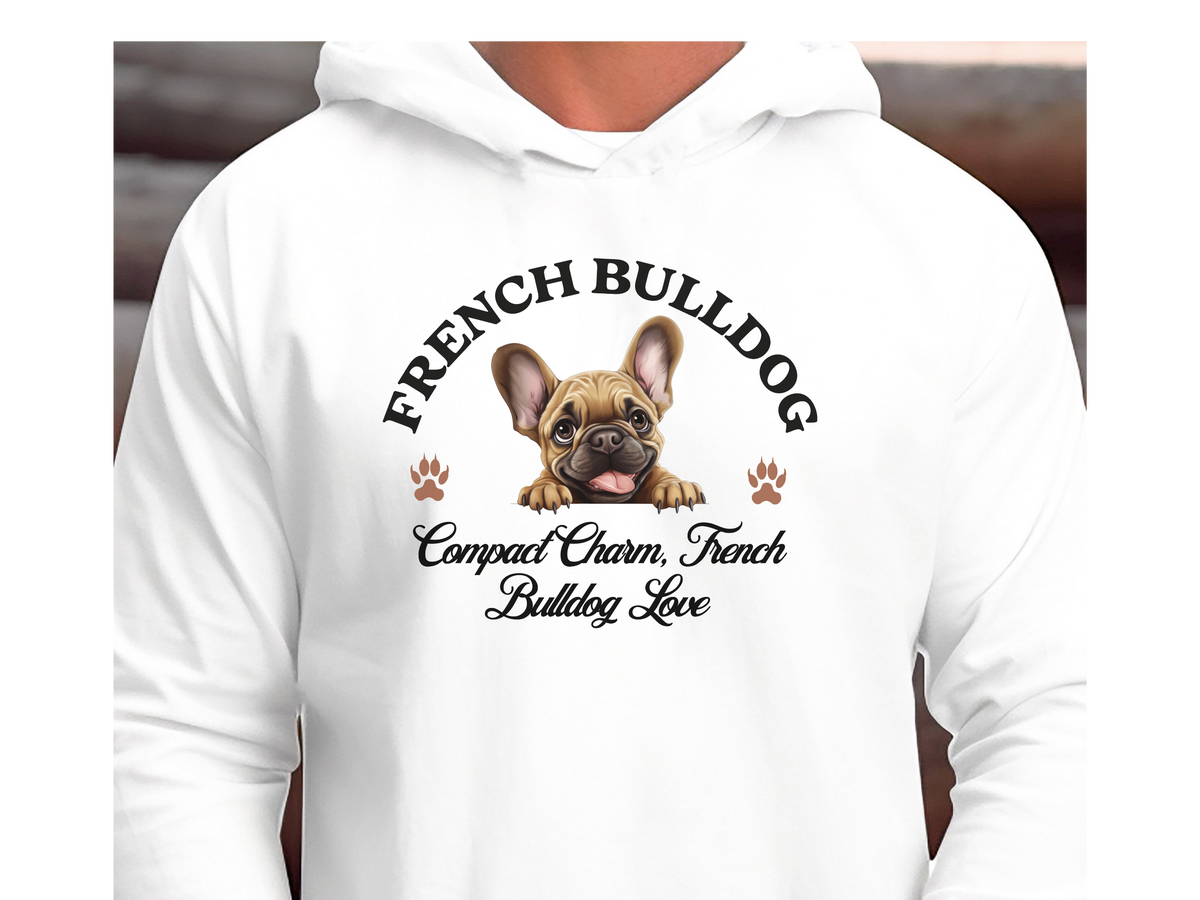 French Bulldog Dog Hoodie – "Compact Charm, French Bulldog Love" | Unisex Cozy Hoodie for Playful & Stylish Pups