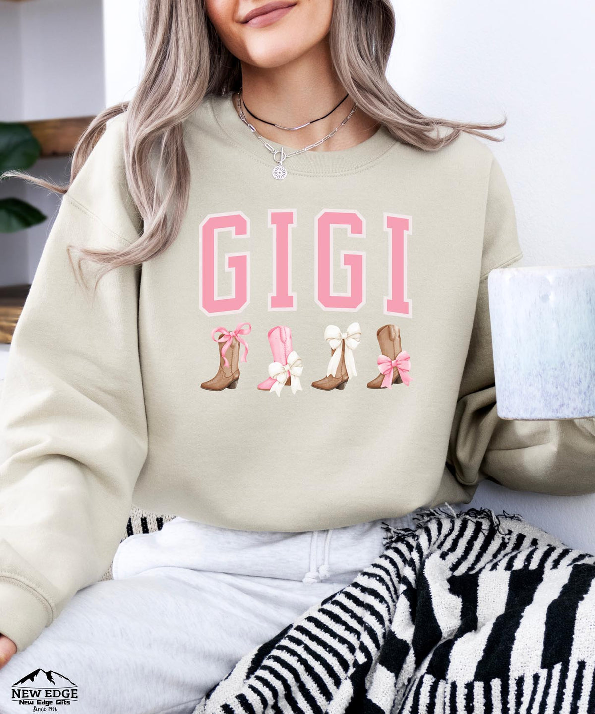 Gigi Sweatshirt with Boots and Bows | Cozy Grandma Crewneck | Cute Country Style Pullover
