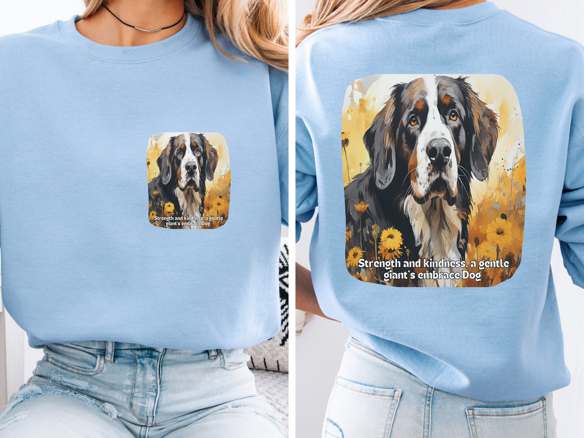 Gentle Giant Sunflower Dog Sweatshirt – 'Strength & Kindness' Inspirational Design – Unisex Large Breed Apparel