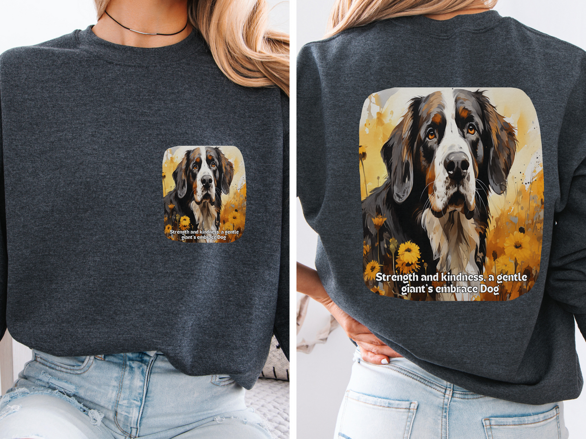 Gentle Giant Sunflower Dog Sweatshirt – 'Strength & Kindness' Inspirational Design – Unisex Large Breed Apparel