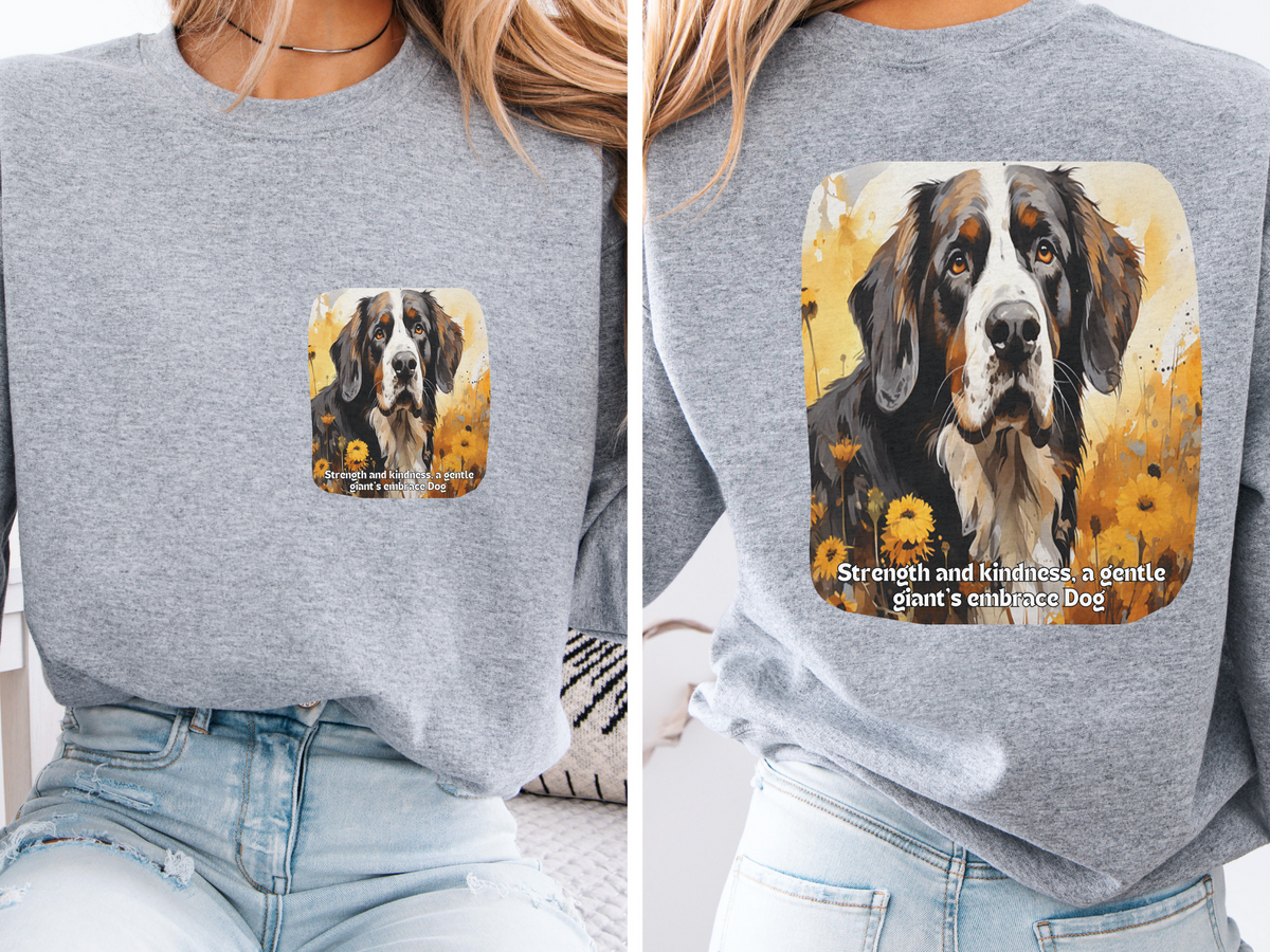 Gentle Giant Sunflower Dog Sweatshirt – 'Strength & Kindness' Inspirational Design – Unisex Large Breed Apparel