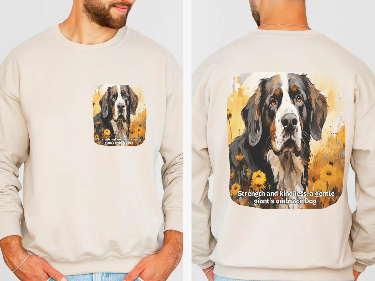 Gentle Giant Sunflower Dog Sweatshirt – 'Strength & Kindness' Inspirational Design – Unisex Large Breed Apparel