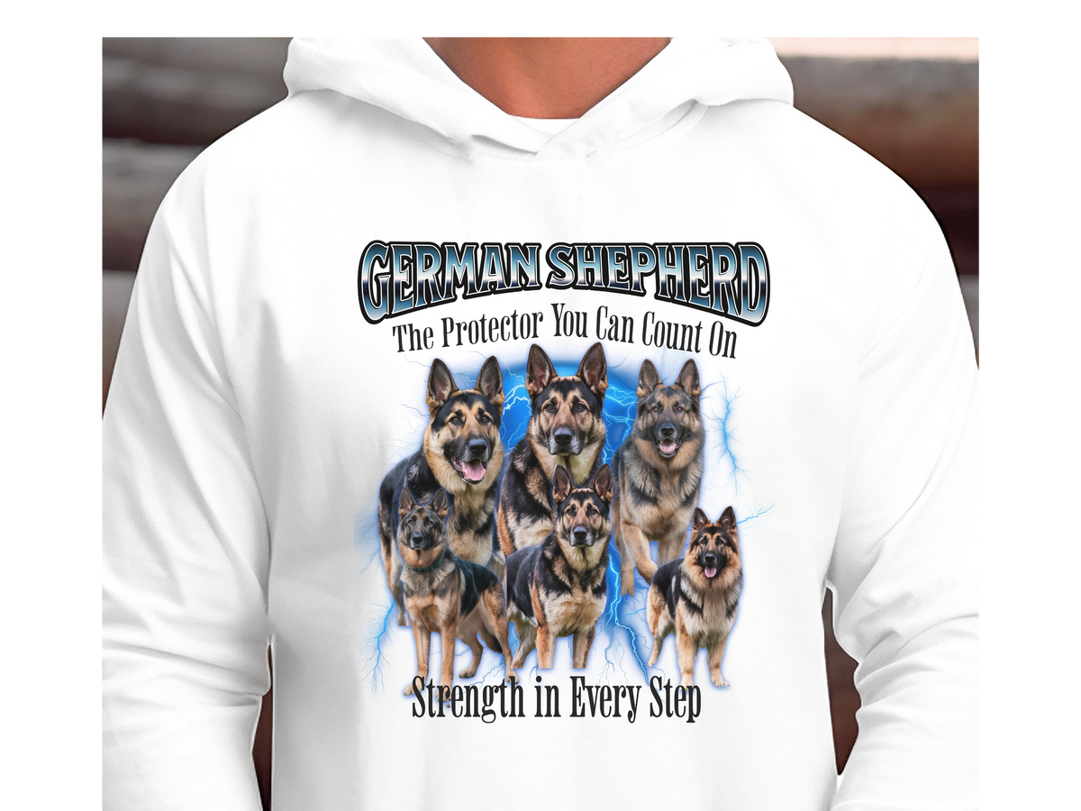 German Shepherd Bootleg Collage Hoodie – The Protector You Can Count On | Unisex Dog Lover Pullover