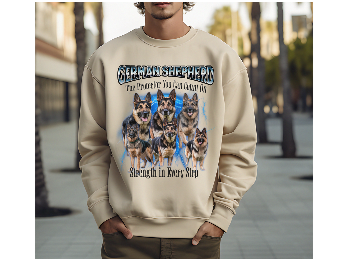 German Shepherd Bootleg Collage Sweatshirt – The Protector You Can Count On | Unisex Dog Lover Pullover