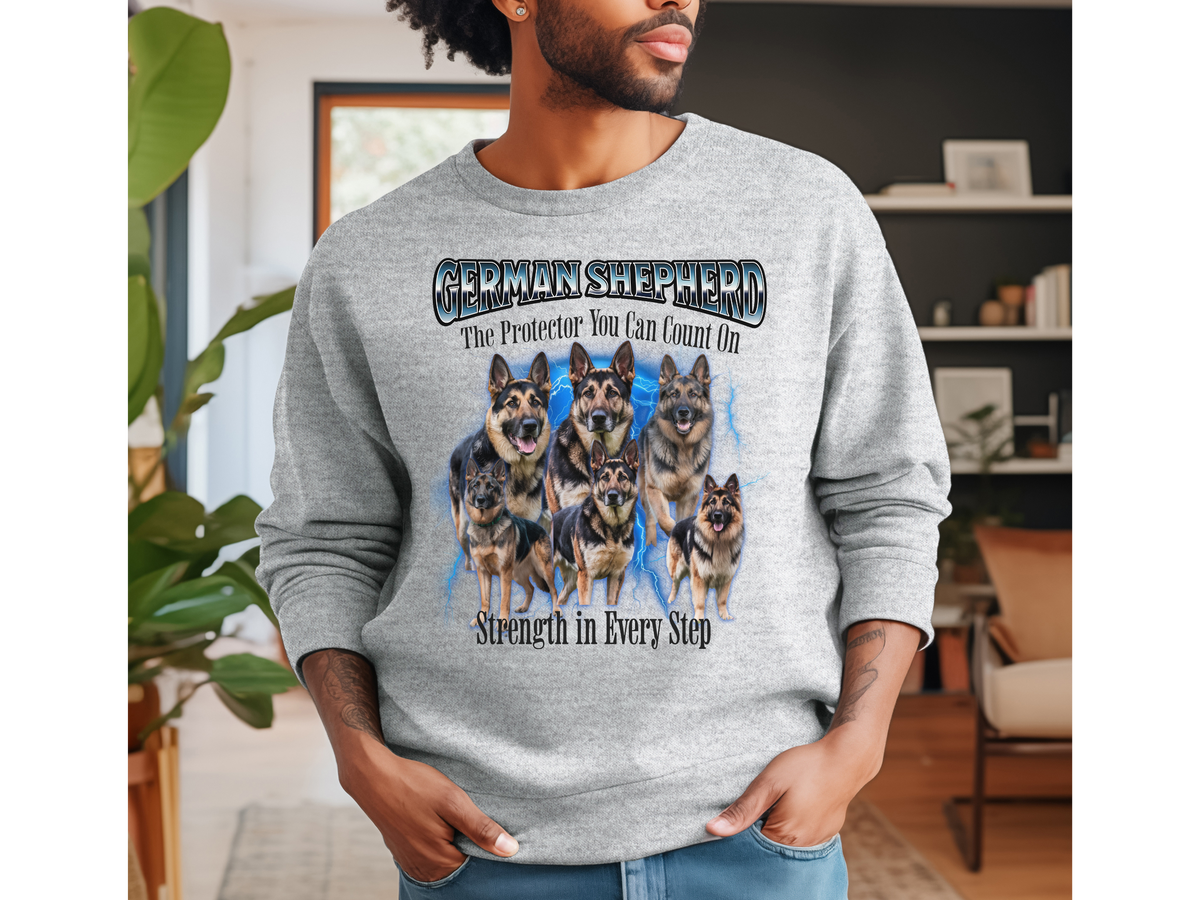 German Shepherd Bootleg Collage Sweatshirt – The Protector You Can Count On | Unisex Dog Lover Pullover