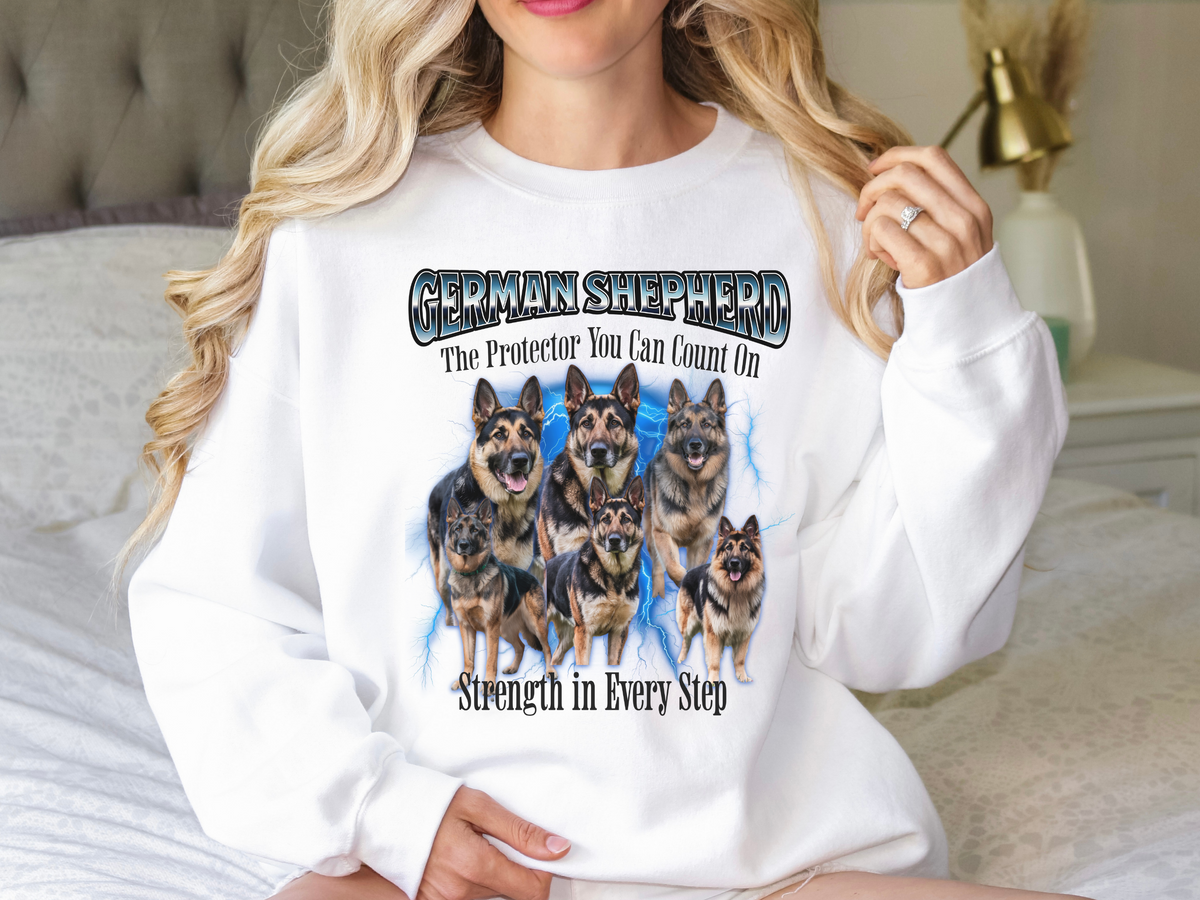 German Shepherd Bootleg Collage Sweatshirt – The Protector You Can Count On | Unisex Dog Lover Pullover