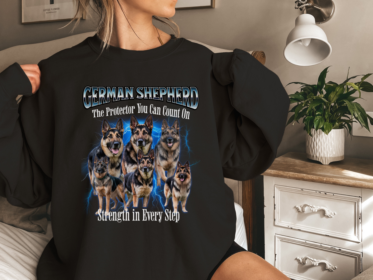 German Shepherd Bootleg Collage Sweatshirt – The Protector You Can Count On | Unisex Dog Lover Pullover