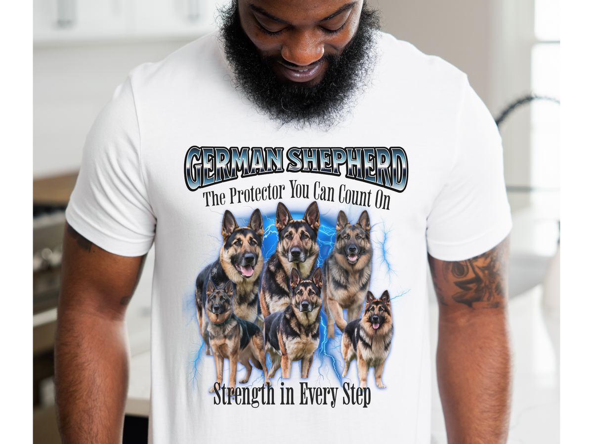 German Shepherd Bootleg Collage T-Shirt – The Protector You Can Count On | Unisex Dog Lover Tee