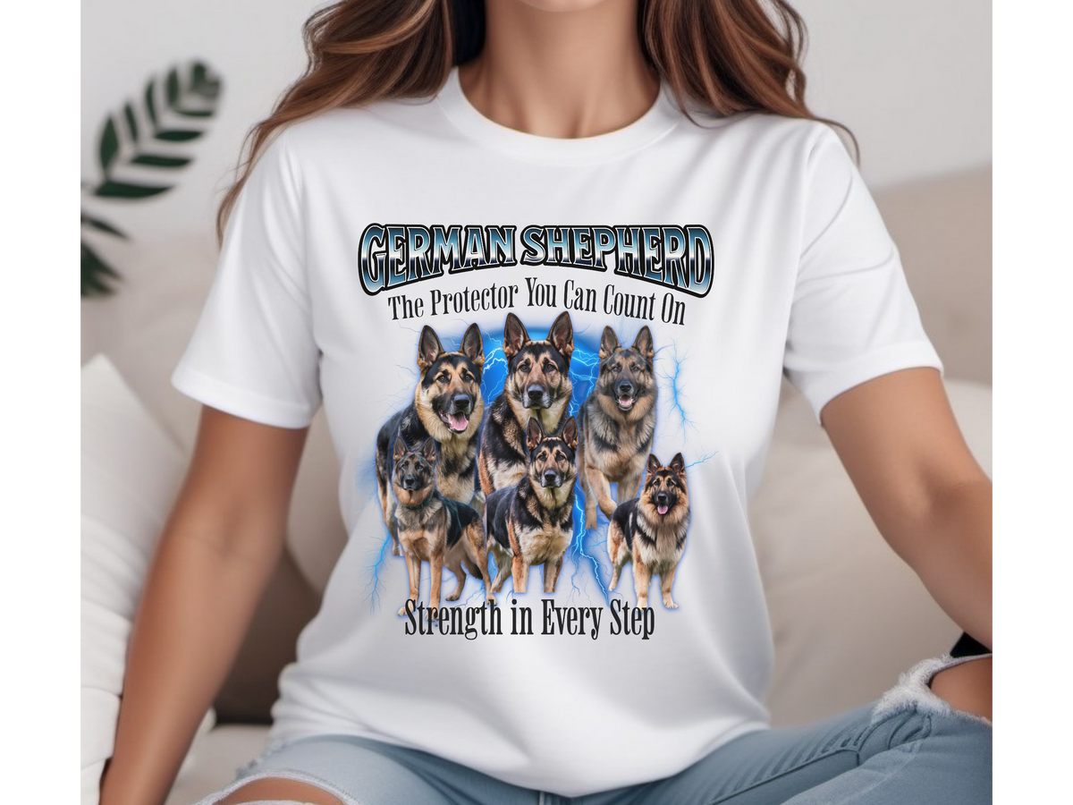 German Shepherd Bootleg Collage T-Shirt – The Protector You Can Count On | Unisex Dog Lover Tee