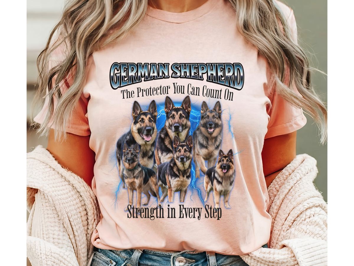German Shepherd Bootleg Collage T-Shirt – The Protector You Can Count On | Unisex Dog Lover Tee