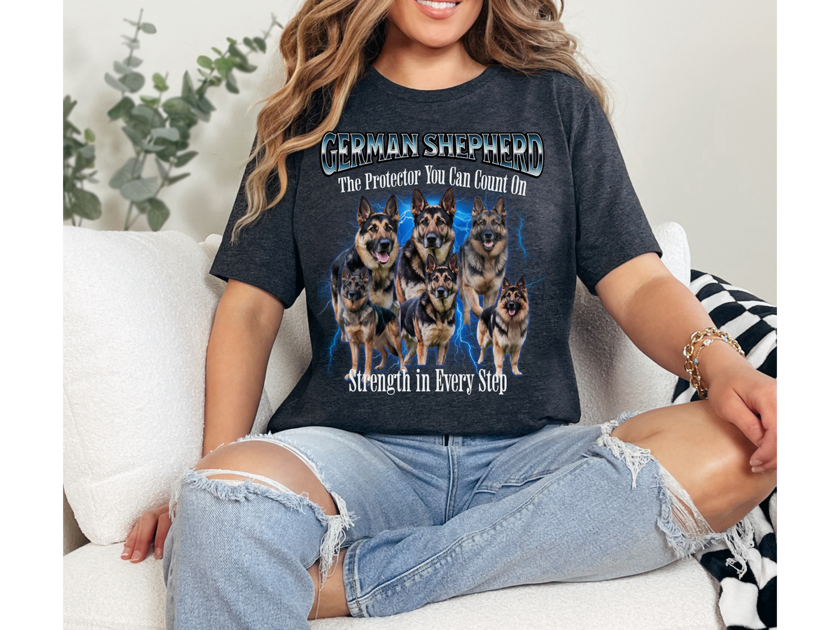 German Shepherd Bootleg Collage T-Shirt – The Protector You Can Count On | Unisex Dog Lover Tee