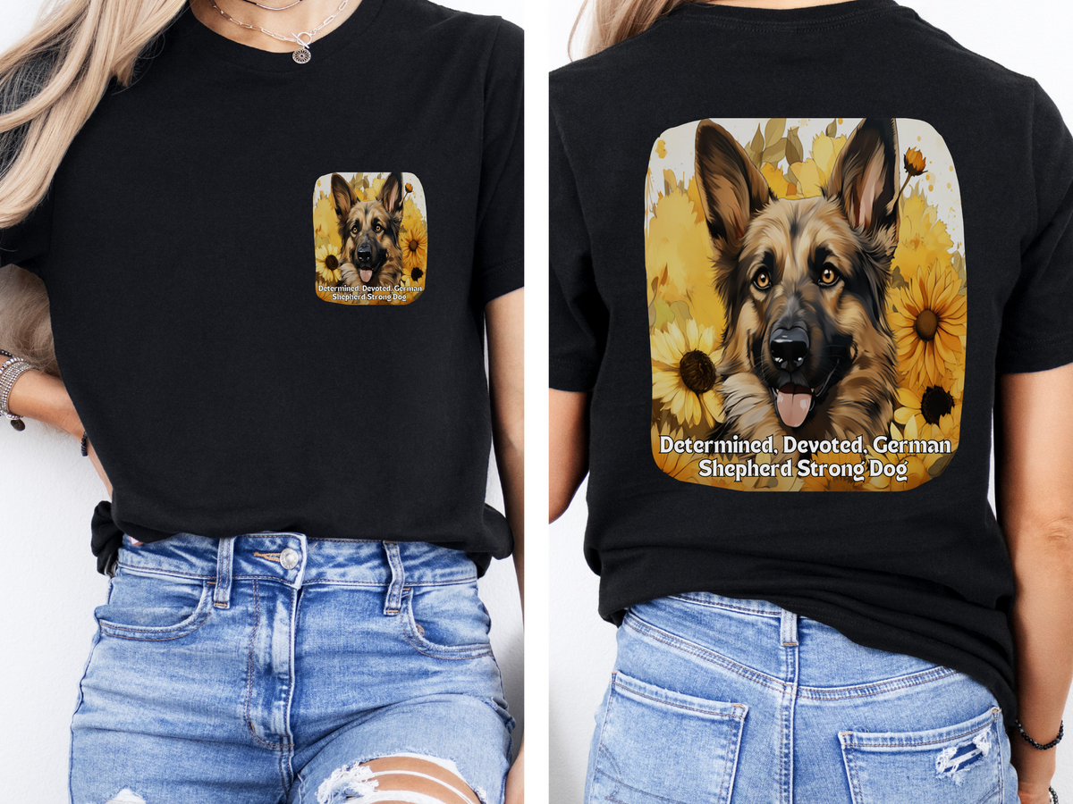 German Shepherd Sunflower T-Shirt – Determined & Devoted Dog Lover Tee