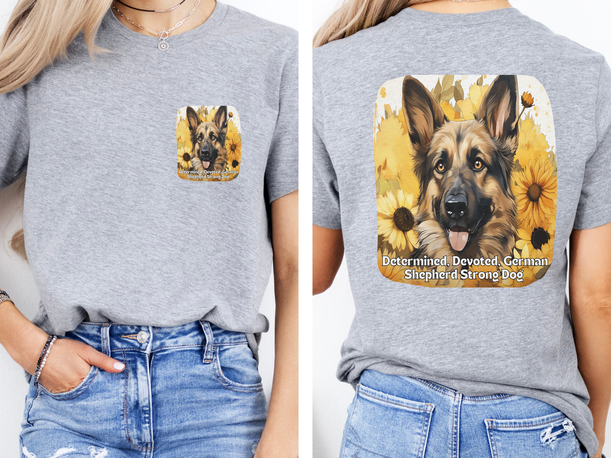 German Shepherd Sunflower T-Shirt – Determined & Devoted Dog Lover Tee