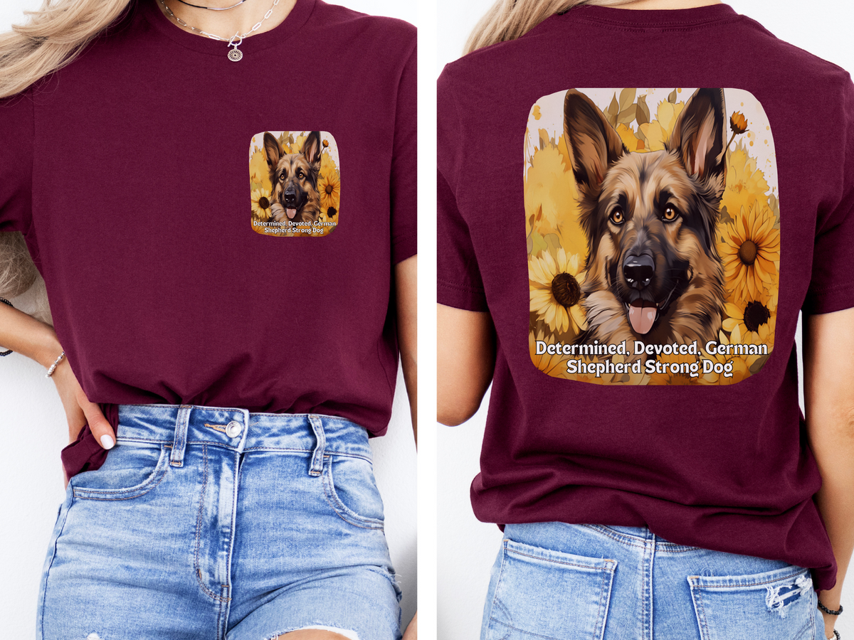 German Shepherd Sunflower T-Shirt – Determined & Devoted Dog Lover Tee