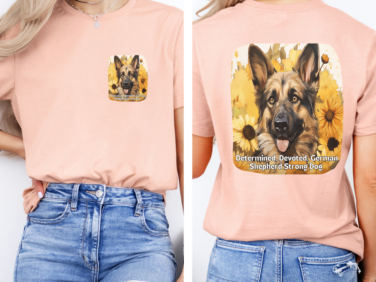 German Shepherd Sunflower T-Shirt – Determined & Devoted Dog Lover Tee