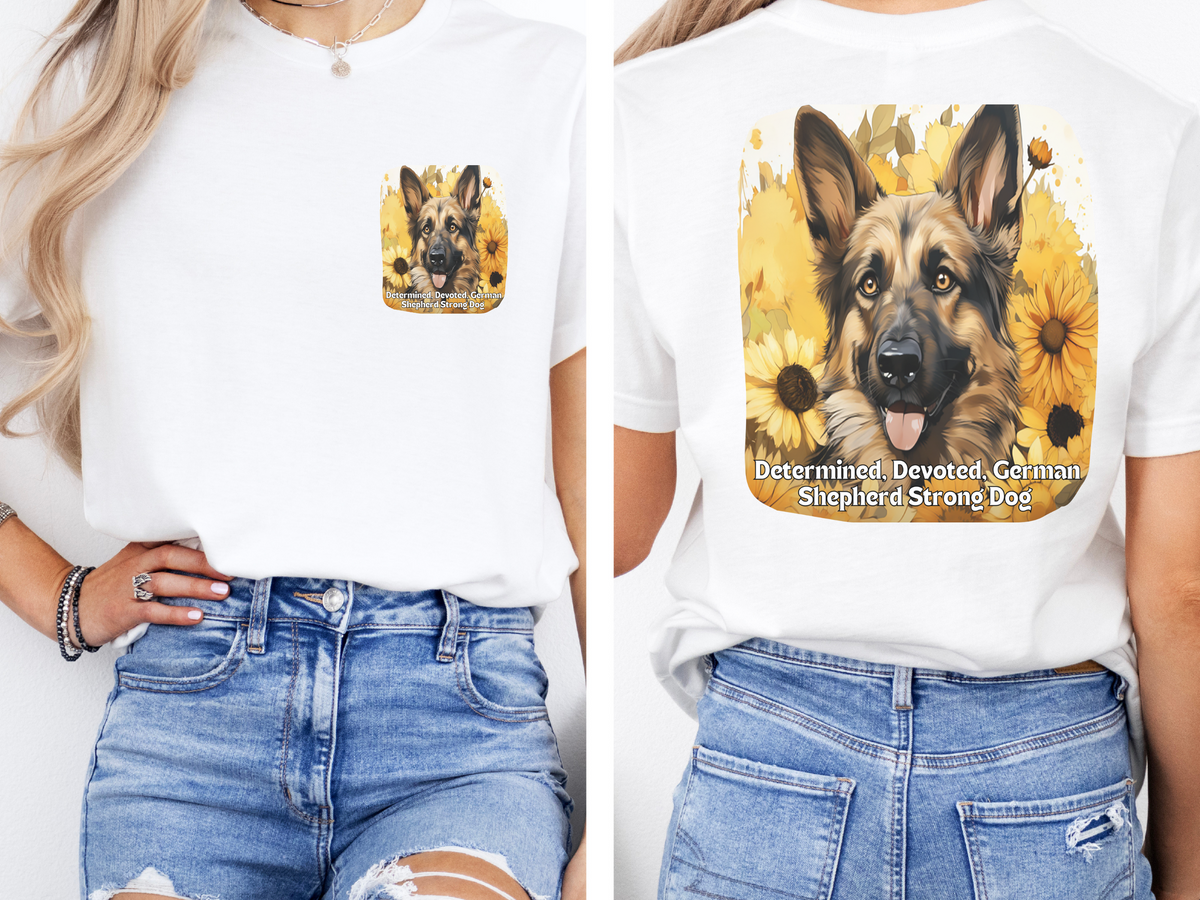 German Shepherd Sunflower T-Shirt – Determined & Devoted Dog Lover Tee