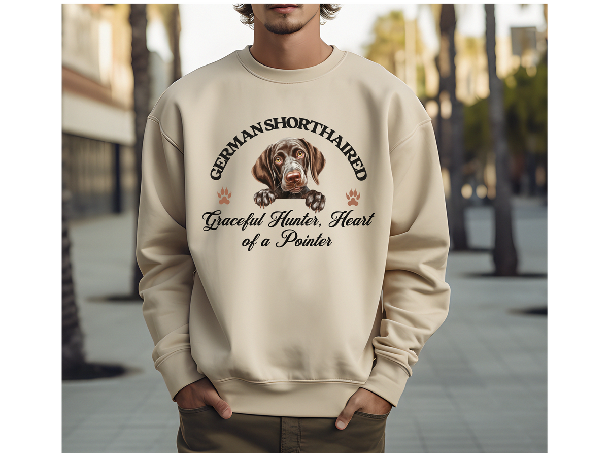 German Shorthaired Pointer Sweatshirt – Graceful Hunter, Heart of a Pointer – Unisex Dog Lover Apparel