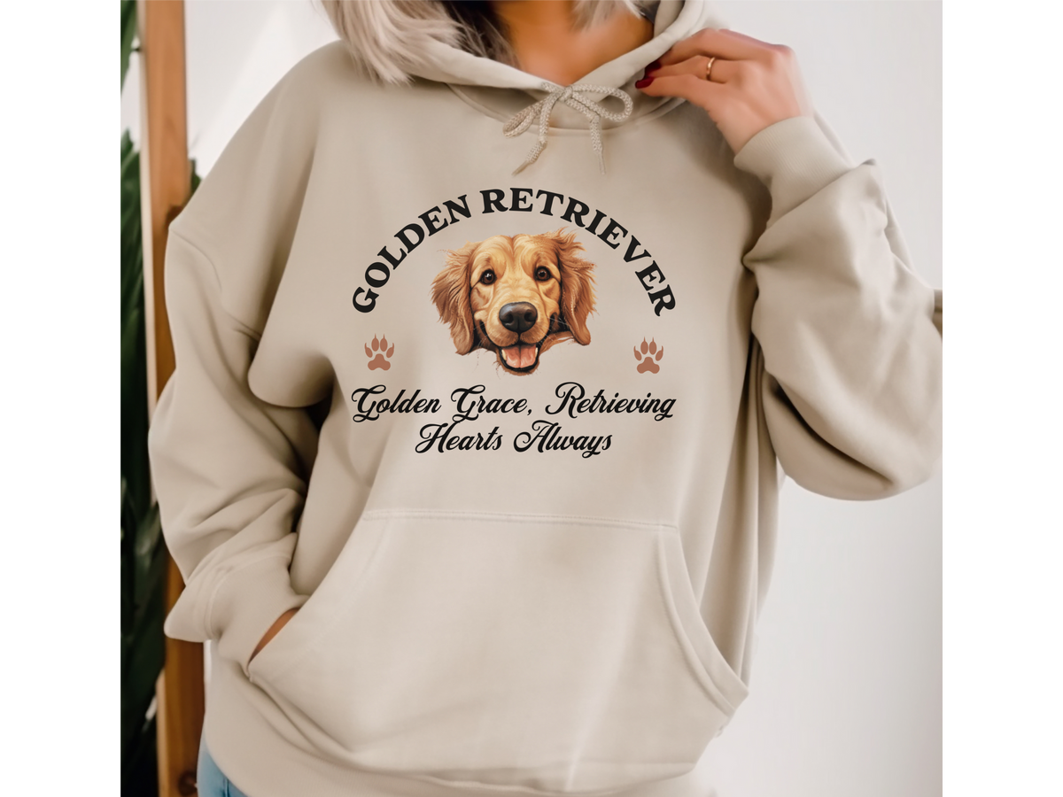 Golden Retriever Dog Hoodie – "Golden Grace, Retrieving Hearts Always" | Unisex Cozy Hoodie for Friendly, Loving Pups