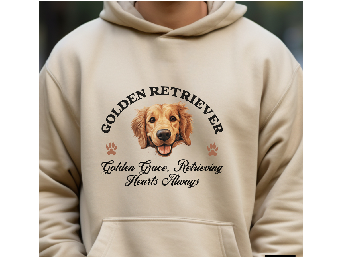 Golden Retriever Dog Hoodie – "Golden Grace, Retrieving Hearts Always" | Unisex Cozy Hoodie for Friendly, Loving Pups