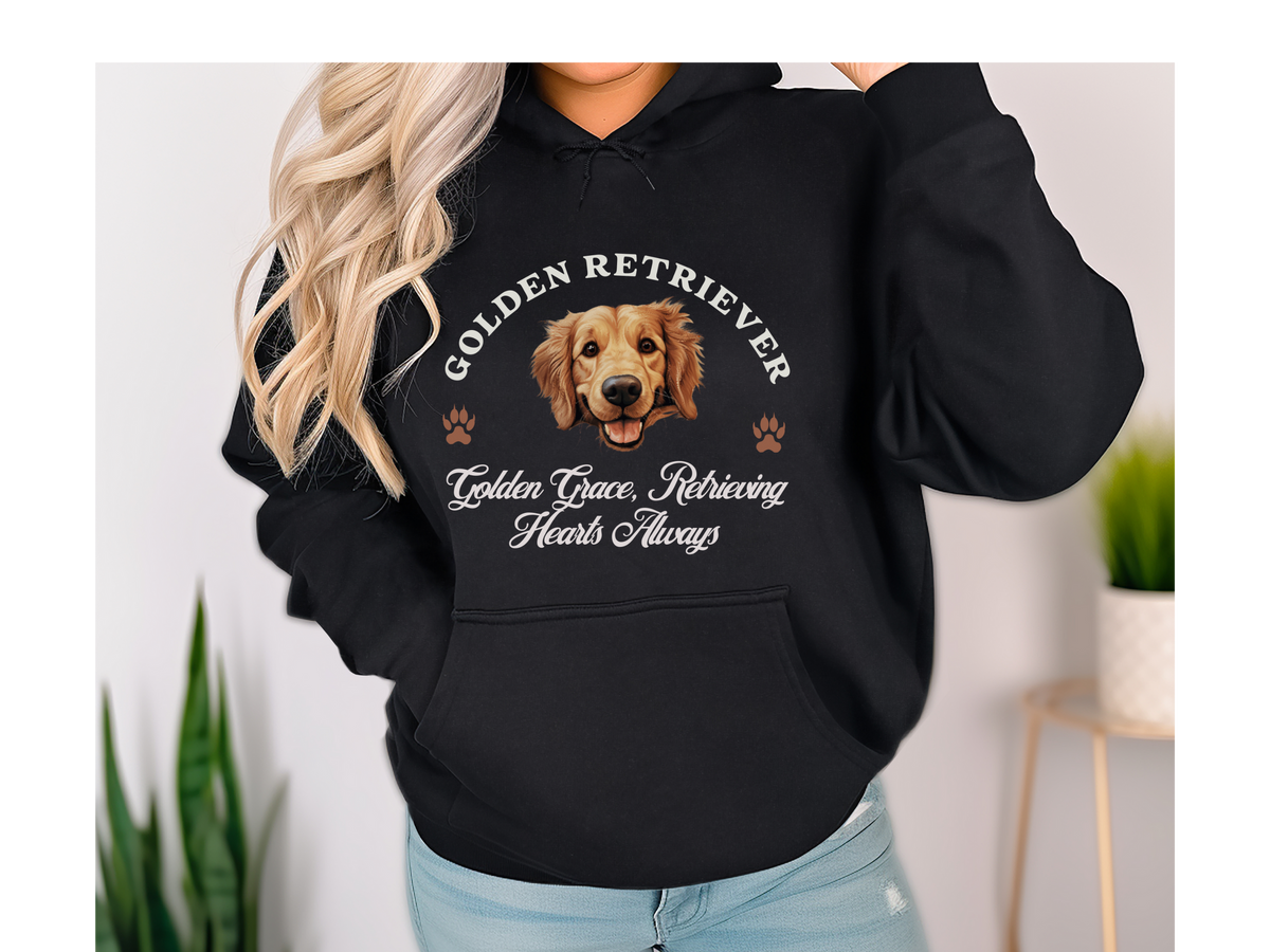 Golden Retriever Dog Hoodie – "Golden Grace, Retrieving Hearts Always" | Unisex Cozy Hoodie for Friendly, Loving Pups