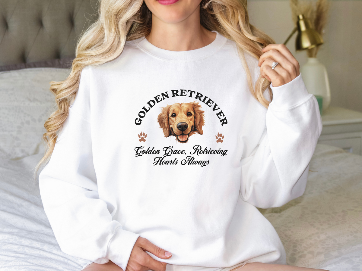 Golden Retriever Sweatshirt – Golden Grace, Retrieving Hearts Always – Unisex Dog Lover Apparel