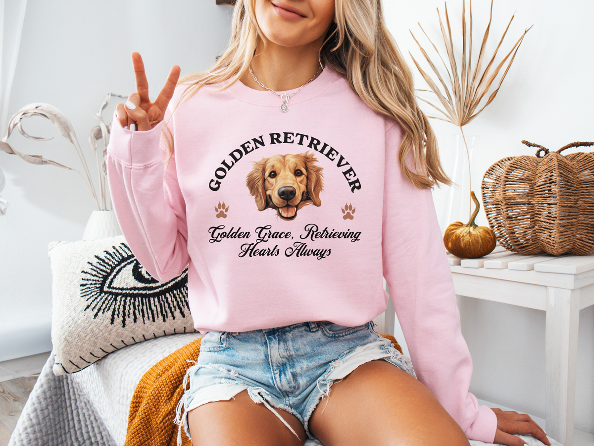 Golden Retriever Sweatshirt – Golden Grace, Retrieving Hearts Always – Unisex Dog Lover Apparel