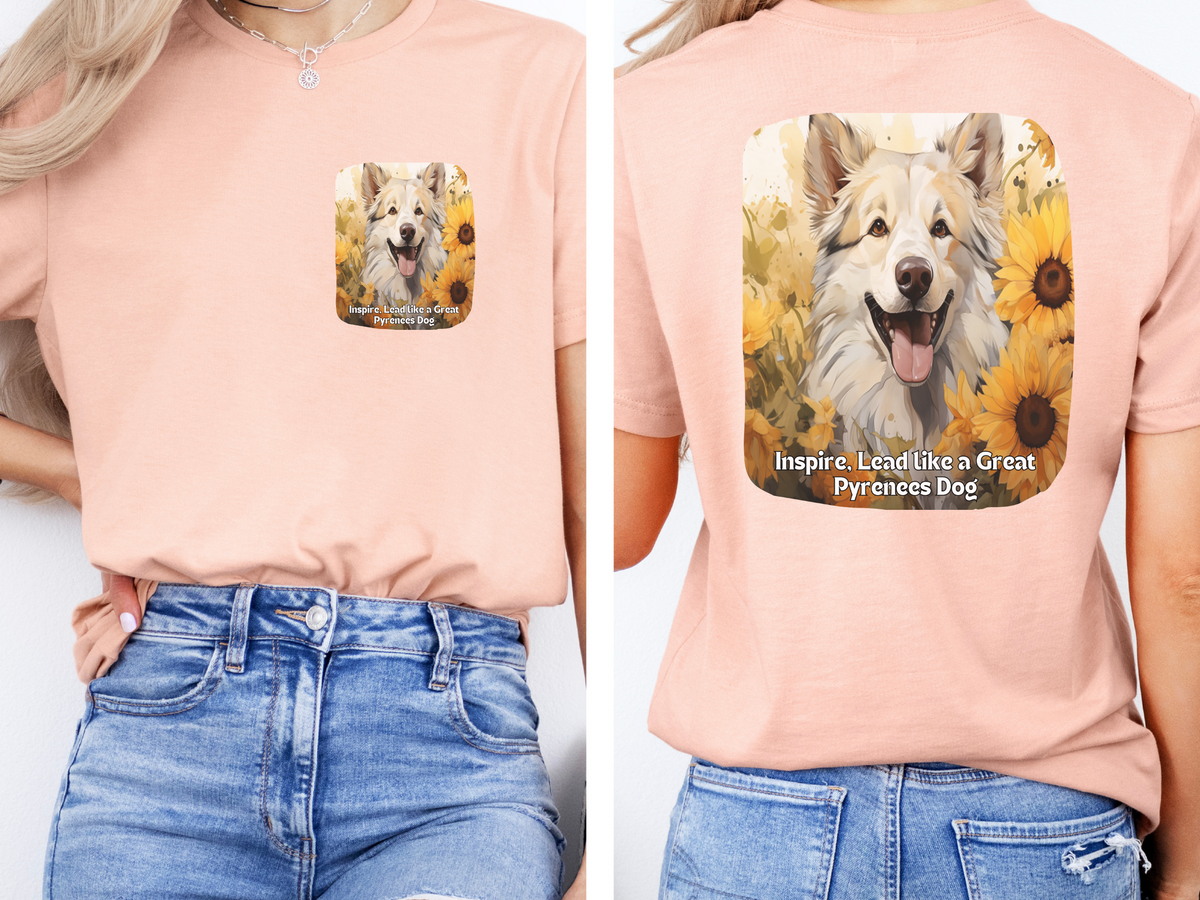 Great Pyrenees Sunflower Tee – 'Inspire, Lead' Front & Back Design