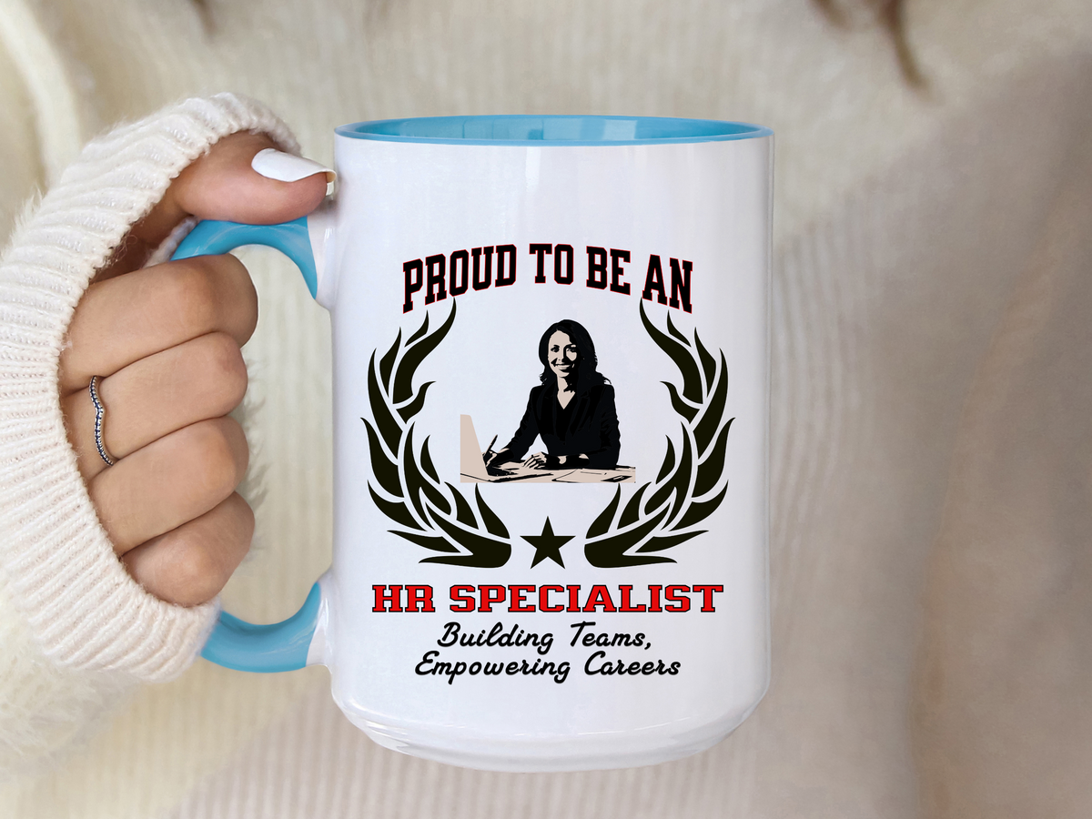 PROUD TO BE AN HR SPECIALIST Accent Coffee Mug – “Building Teams, Empowering Careers” – Human Resources Gift by New Edge Gifts and Novelties