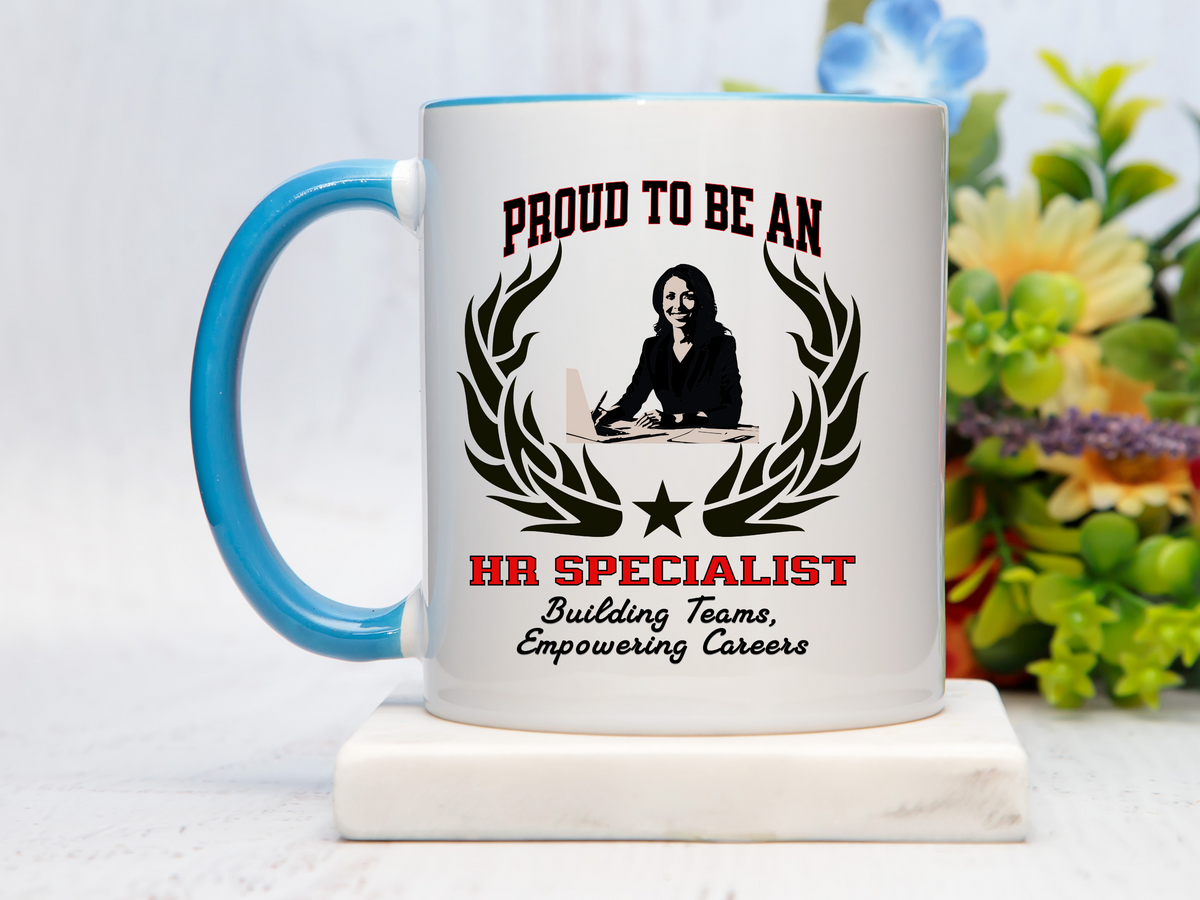 PROUD TO BE AN HR SPECIALIST Accent Coffee Mug – “Building Teams, Empowering Careers” – Human Resources Gift by New Edge Gifts and Novelties