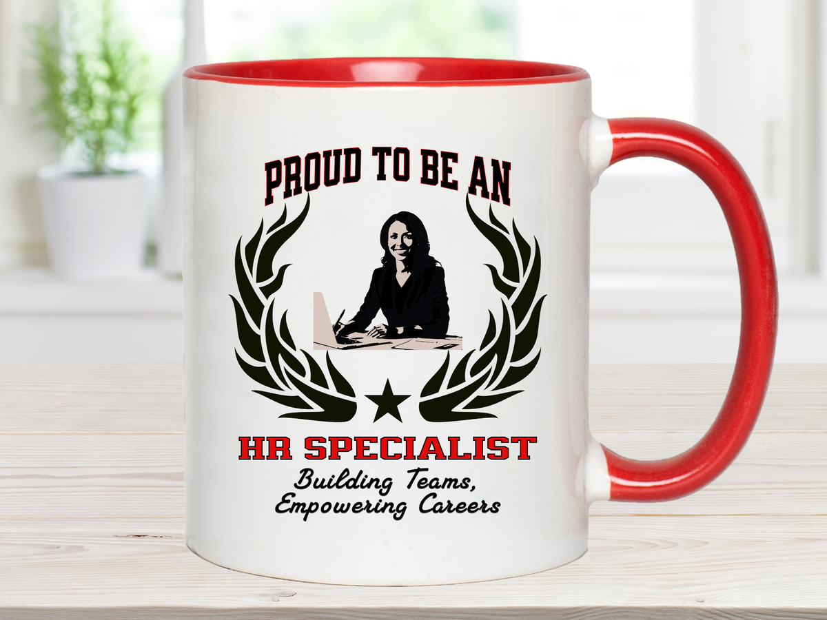 PROUD TO BE AN HR SPECIALIST Accent Coffee Mug – “Building Teams, Empowering Careers” – Human Resources Gift by New Edge Gifts and Novelties