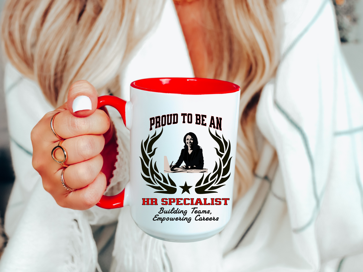 PROUD TO BE AN HR SPECIALIST Accent Coffee Mug – “Building Teams, Empowering Careers” – Human Resources Gift by New Edge Gifts and Novelties