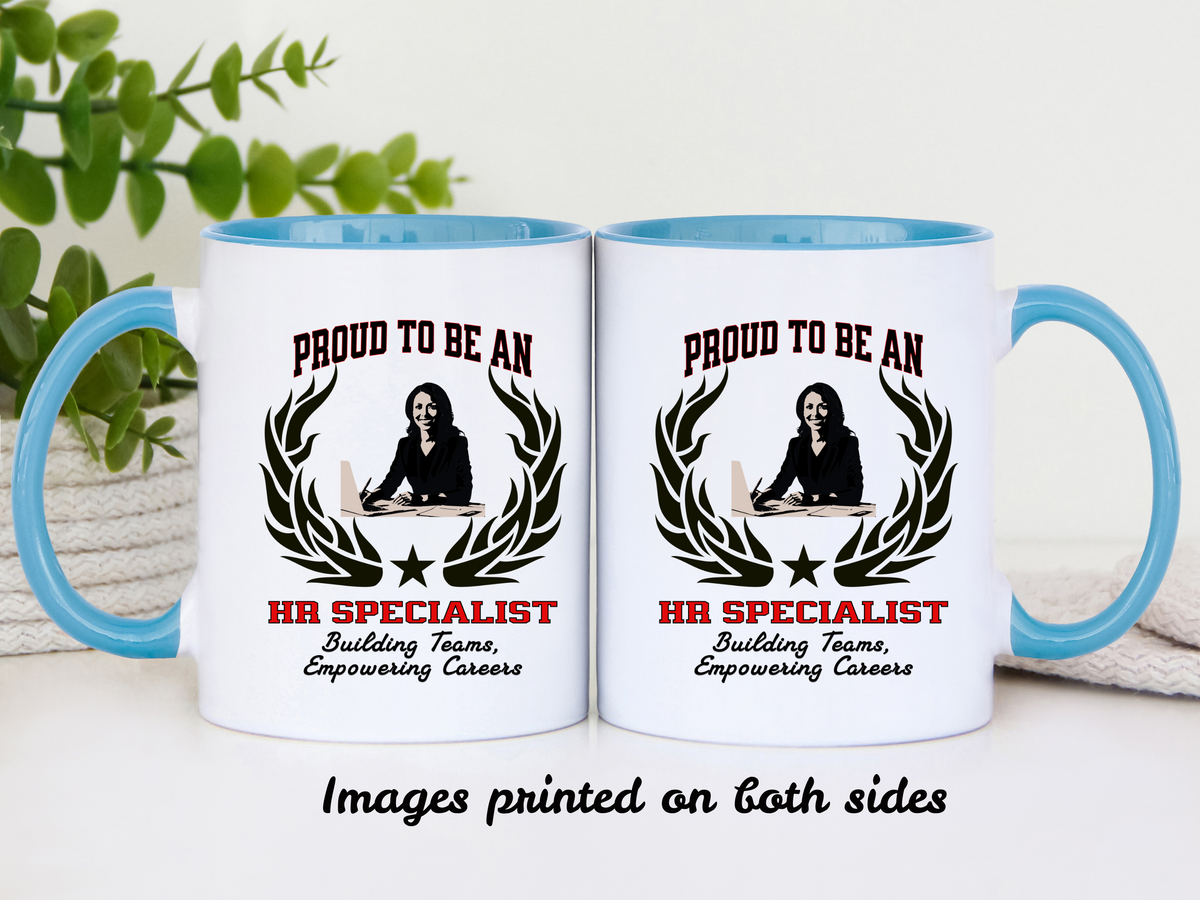 PROUD TO BE AN HR SPECIALIST Accent Coffee Mug – “Building Teams, Empowering Careers” – Human Resources Gift by New Edge Gifts and Novelties