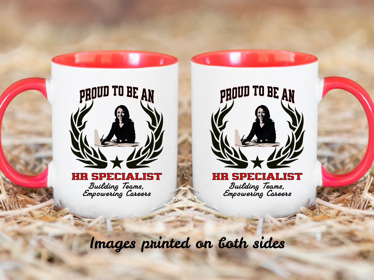 PROUD TO BE AN HR SPECIALIST Accent Coffee Mug – “Building Teams, Empowering Careers” – Human Resources Gift by New Edge Gifts and Novelties