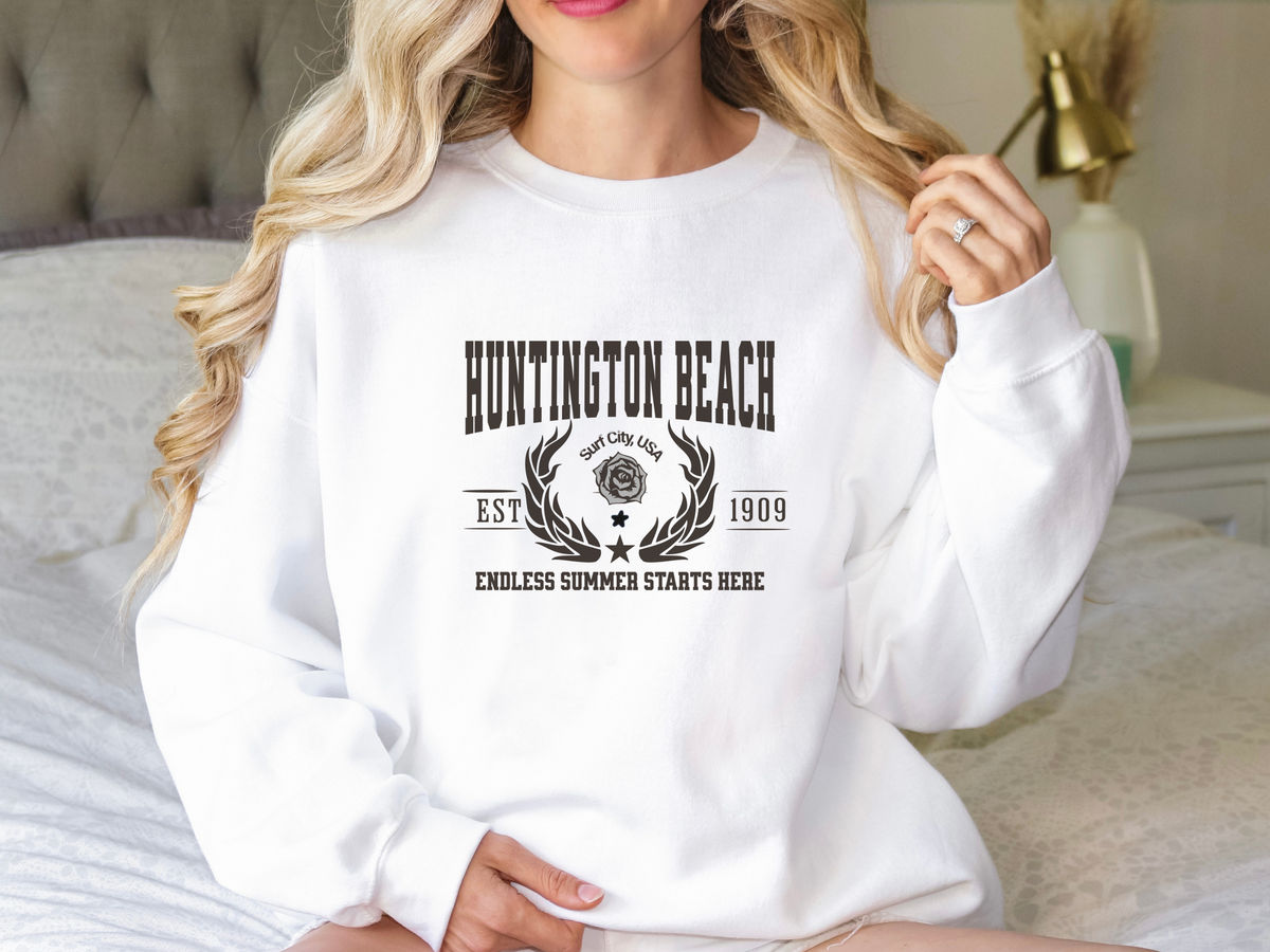 Huntington Beach Legacy Unisex Sweatshirt Endless Summer Starts Here California Coastal Comfort Pullover