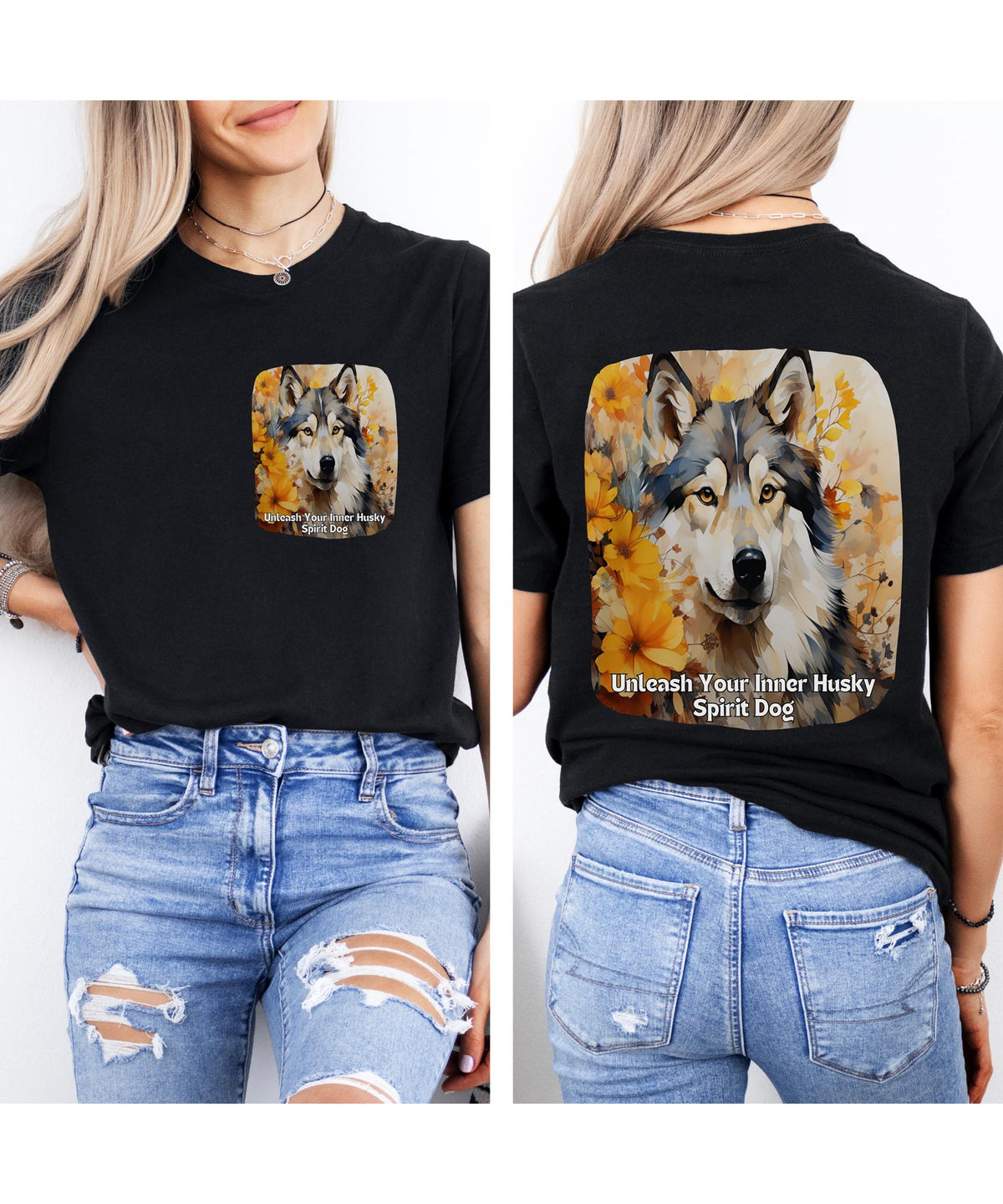 Sunflower Husky Dog T-Shirt – Unleash Your Inner Spirit | Unisex Tee