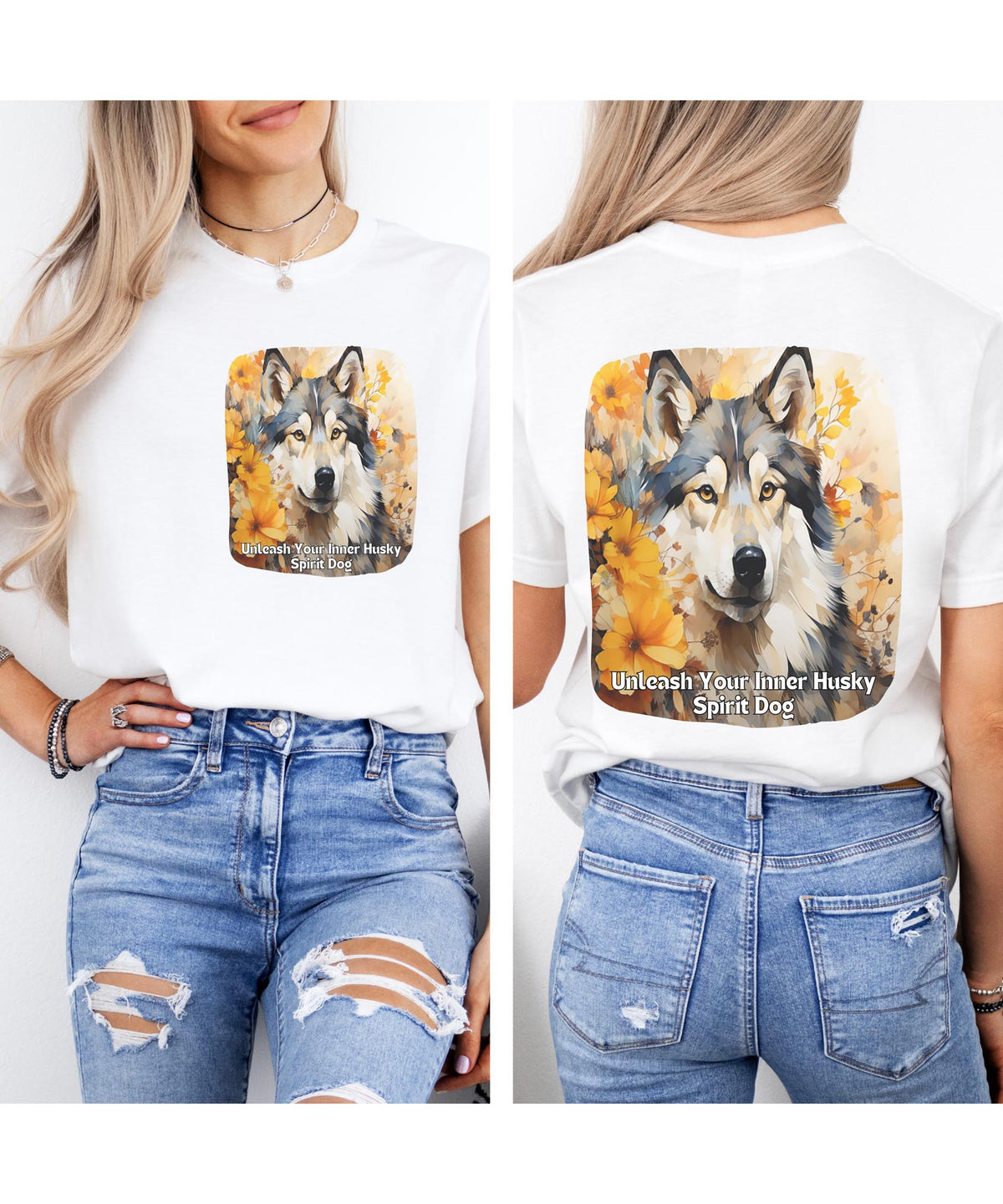 Sunflower Husky Dog T-Shirt – Unleash Your Inner Spirit | Unisex Tee