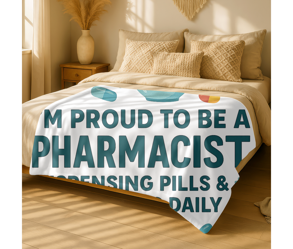 Pharmacist Velveteen Blanket – Funny Dispensing Pills & Patience Gift Throw