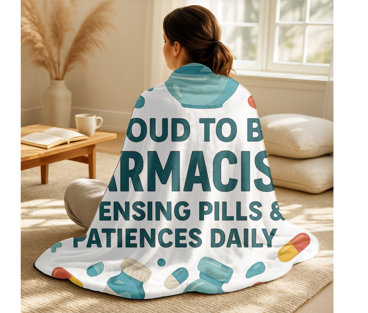 Pharmacist Velveteen Blanket – Funny Dispensing Pills & Patience Gift Throw