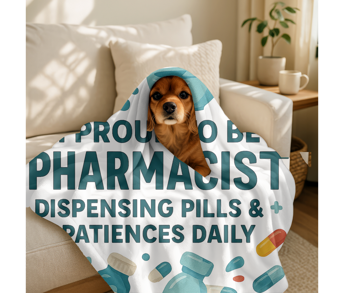 Pharmacist Velveteen Blanket – Funny Dispensing Pills & Patience Gift Throw