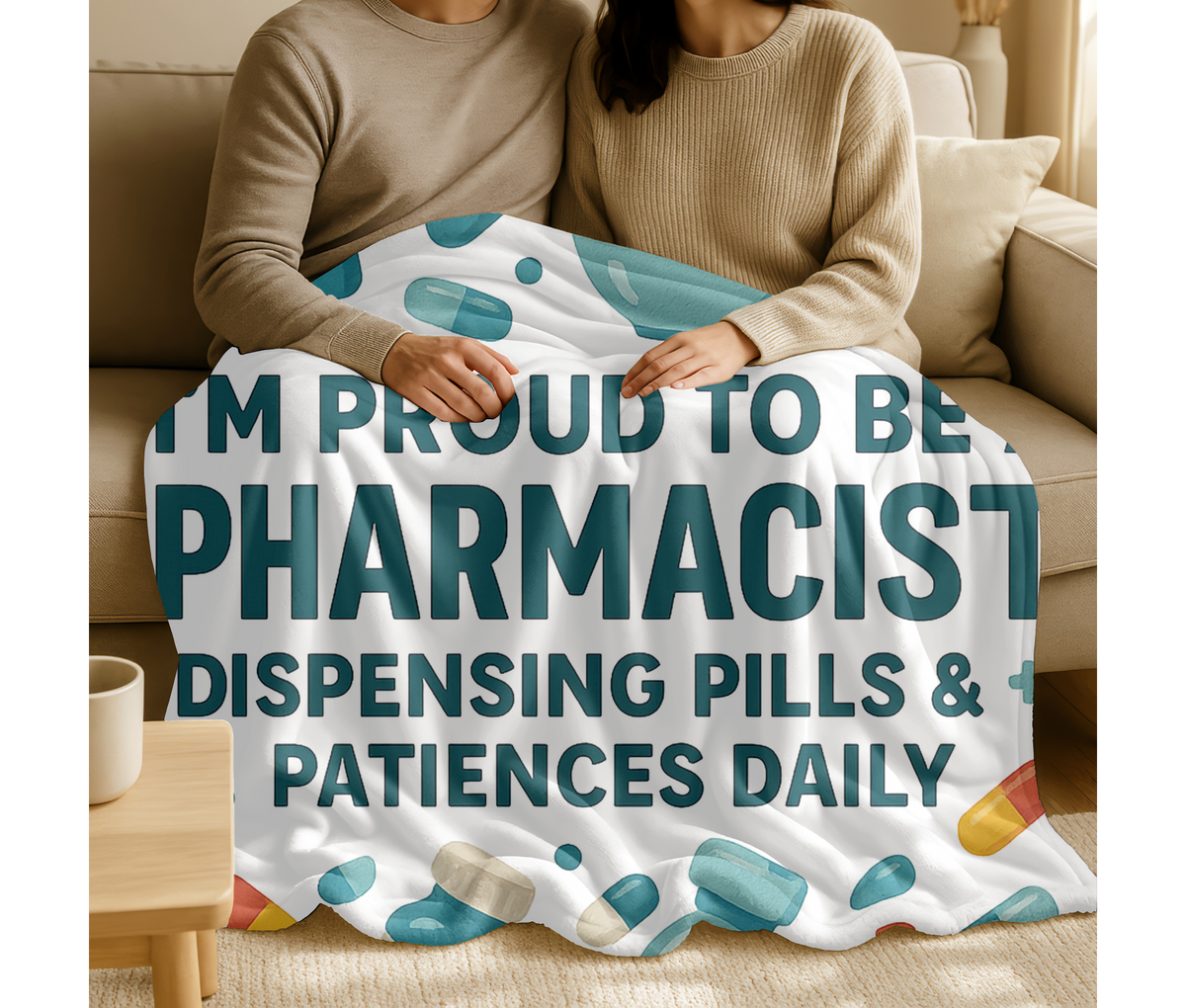 Pharmacist Velveteen Blanket – Funny Dispensing Pills & Patience Gift Throw