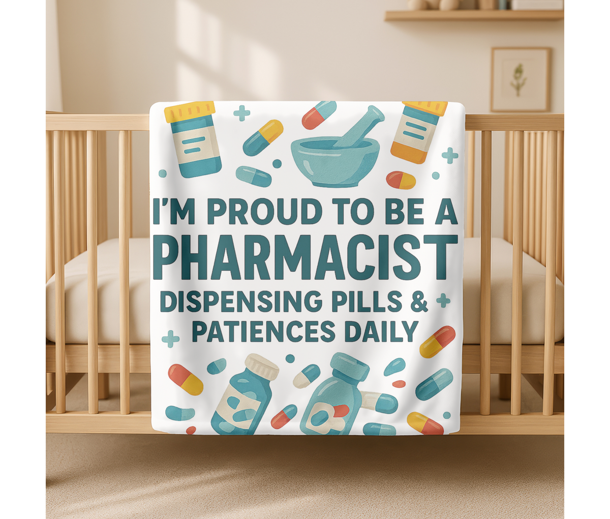 Pharmacist Velveteen Blanket – Funny Dispensing Pills & Patience Gift Throw