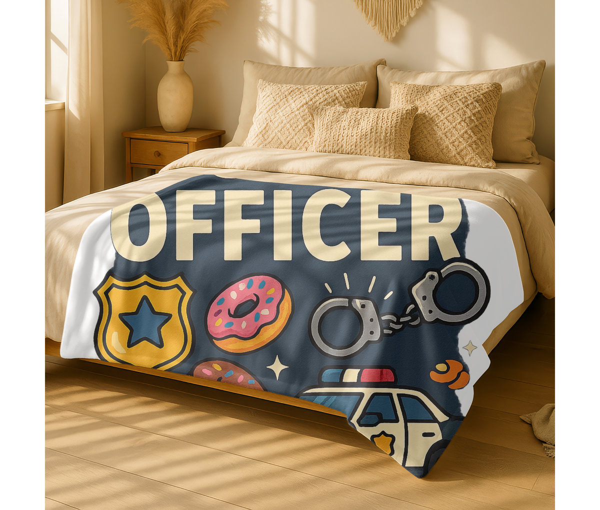 Police Officer Velveteen Blanket – Funny Donuts & Justice Served Fresh Throw