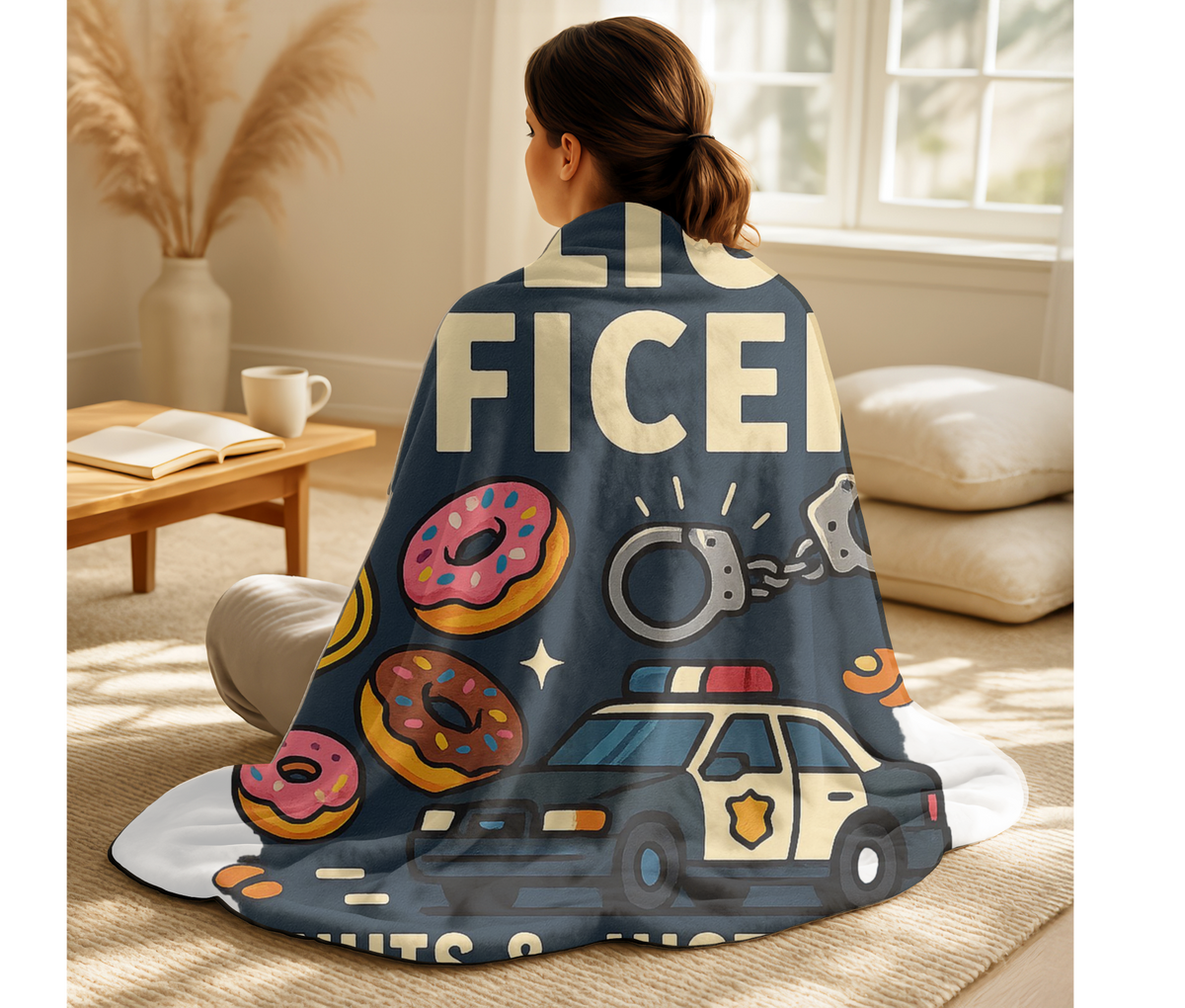 Police Officer Velveteen Blanket – Funny Donuts & Justice Served Fresh Throw