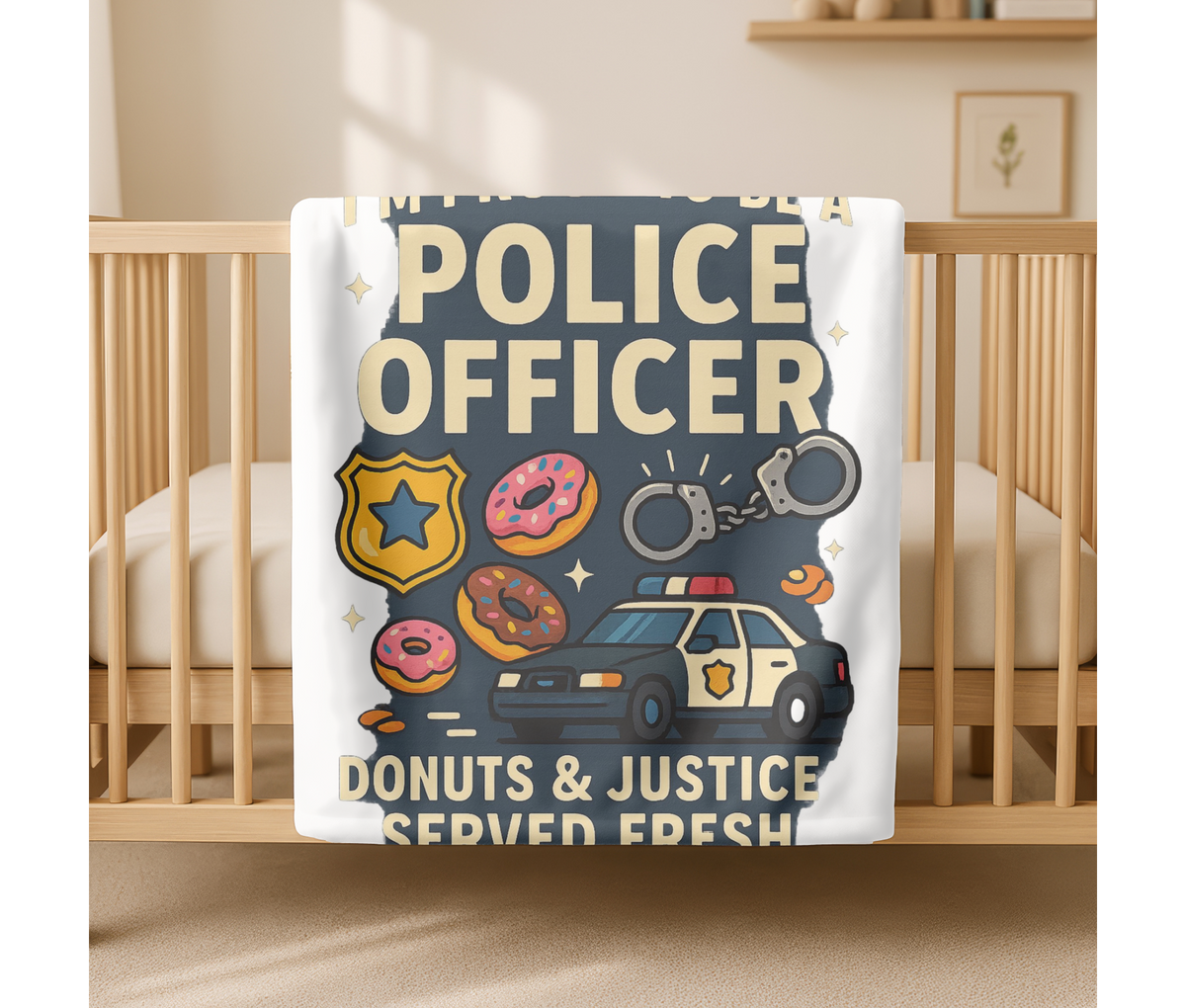 Police Officer Velveteen Blanket – Funny Donuts & Justice Served Fresh Throw