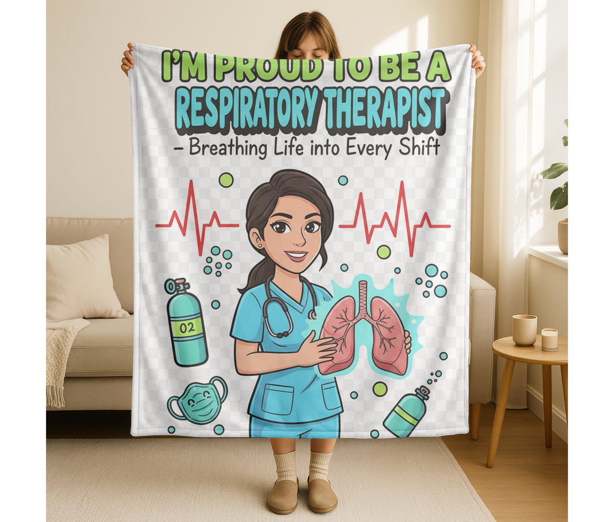 Respiratory Therapist Velveteen Blanket – Funny Breathing Life Gift Throw