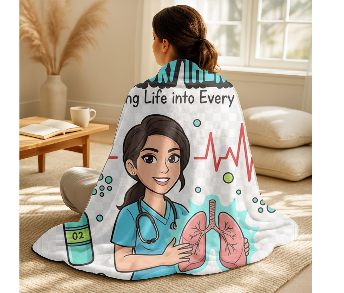 Respiratory Therapist Velveteen Blanket – Funny Breathing Life Gift Throw